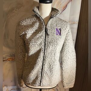 Northwestern Wildcats full Zip Sherpa Pullover (Women's extra Small) Gray